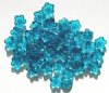50 4x10mm Transparent Dark Aqua Cupped Flower Beads